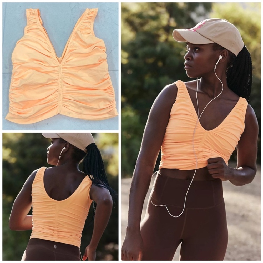 FREE PEOPLE🧡NWOT HAPPINESS RUCHED CROP TOP